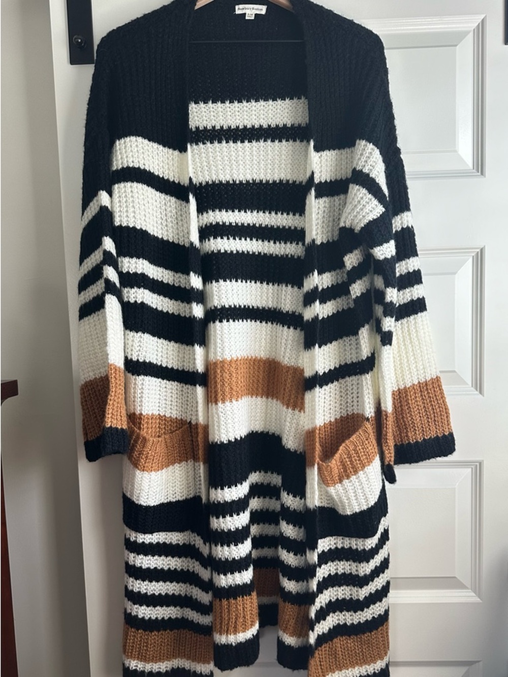 Newbury Kustom Brand Striped Open-Front Cardigan